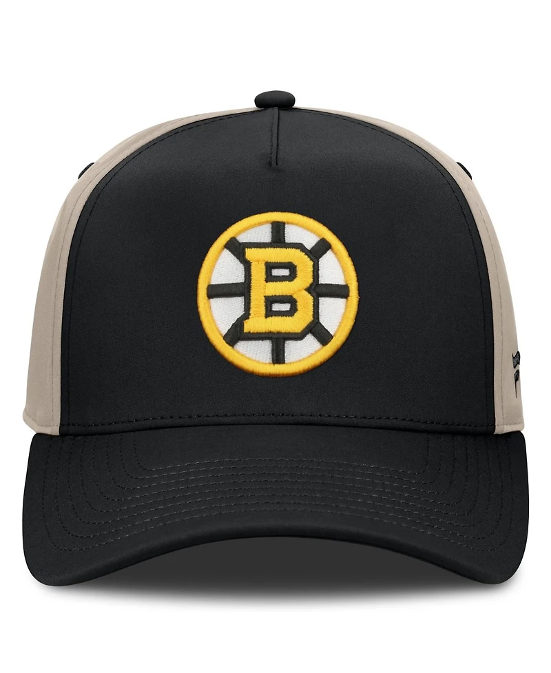 Fanatics Men's Black/Tan Boston Bruins 2026 Stanley Cup Playoffs Locker Room Adjustable Hat