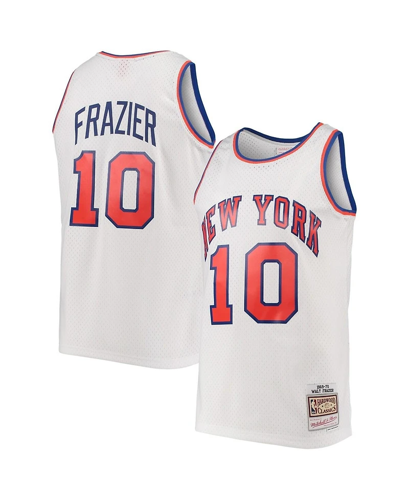 Mitchell & Ness Men's Walt Frazier White New York Knicks Hardwood Classics Swingman Jersey