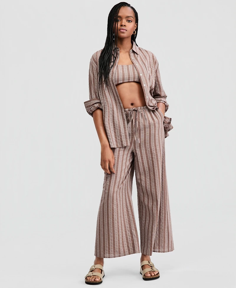And Now This Women's Oversized Striped Shirt, Macy's Exclusive