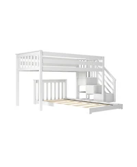 Max & Lily Twin-Size Low Loft With Stairs, with Classic Twin Floor Bed