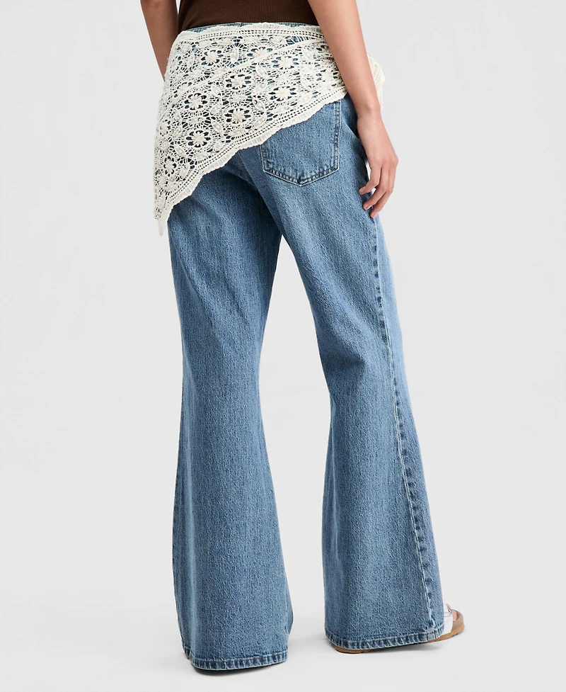 And Now This Women's Crocheted-Scarf Flare Jeans, Macy's Exclusive