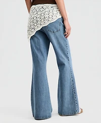And Now This Women's Crocheted-Scarf Flare Jeans, Macy's Exclusive