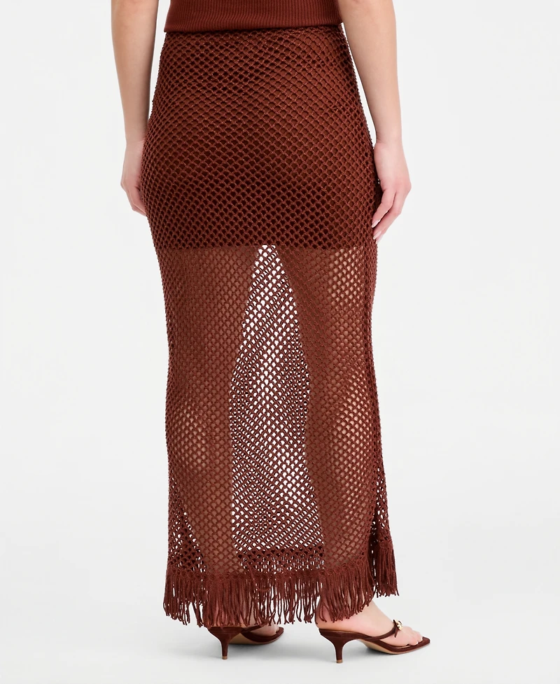 Bar Iii Women's Net Fringe-Hem Skirt, Macy's Exclusive