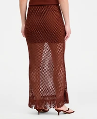 Bar Iii Women's Net Fringe-Hem Skirt, Macy's Exclusive