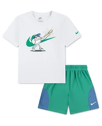 Nike Boys' 4-7X Graphic Baseball T-Shirt and Mesh Shorts, 2-Piece Set