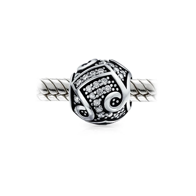 Bling Jewelry Musician Student G Clef Music Note Charm Bead .925 Sterling Silver Fits European Bracelet
