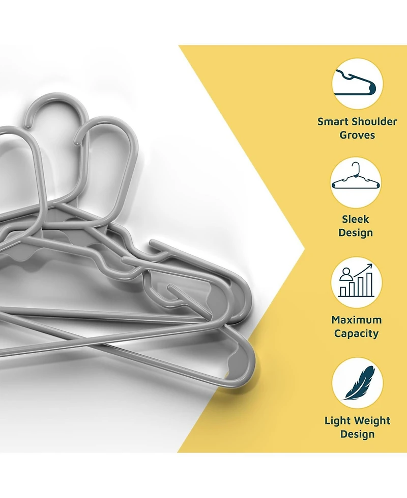 Lifemaster Kids Plastic Hangers, 11.6", with shoulder notches, space-saving, hold 5 Pounds, ideal for baby, toddler and kids clothes, 10-pack