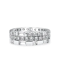 Bling Jewelry Stacking Cubic Zirconia Baguette Eternity Band Ring Set .925 Sterling