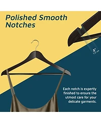 Lifemaster Wooden Hangers with 360degree(s) swivel hook, non-slip notches, and pants bar. Holds 10 Pounds. Perfect for suits, and coats. Pack of 5