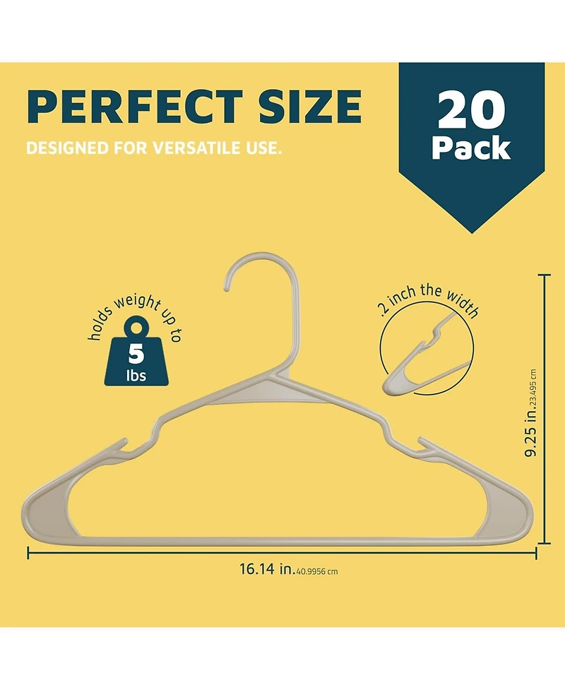 Lifemaster heavy-duty plastic hangers with non-slip grooves and space-saving design hold 5 Pounds and are ideal for clothes and dresses Pack of 20