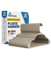 Lifemaster heavy-duty plastic hangers with non-slip grooves and space-saving design hold 5 Pounds and are ideal for clothes and dresses Pack of 20