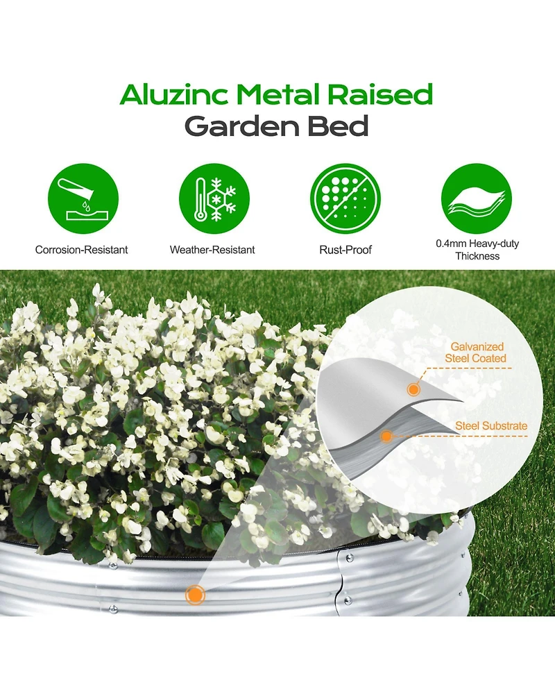 Aoodor Tall Metal Raised Garden Bed, Outdoor Planter Box and Raised Garden Kit for Vegetables, Flowers, Tomatoes Carrots and Herbs, Silver