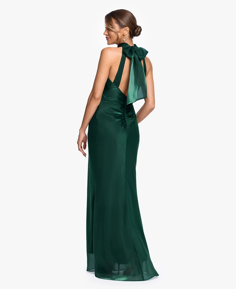 Xscape Women's Halter Neck Metallic Organza Ball Gown