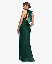 Xscape Women's Halter Neck Metallic Organza Ball Gown