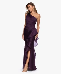 Xscape Women's One-Shoulder Ruffle Detail Ball Gown