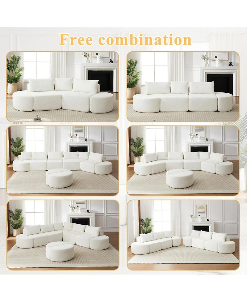 Streamdale Furniture Chenille V-shaped Modular Sofa set With 3 Pillows And 2 Ottomans.