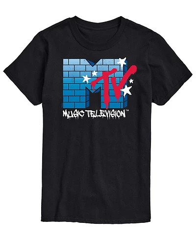 Airwaves Men's Mtv Logo Brick Wall Short-Sleeve Graphic T-Shirt
