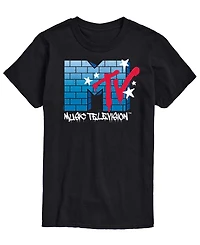 Airwaves Men's Mtv Logo Brick Wall Short-Sleeve Graphic T-Shirt