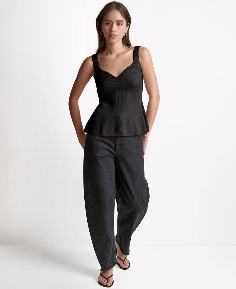 Bcbg Women's Peplum Rib Sleeveless Tank Top