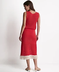 Bcbg Women's Fringe Pointelle A-Line Midi Skirt