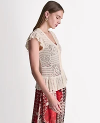 Bcbg Women's Open Stitch V-Neck Cardigan Sweater