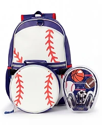 Extreme Nation Boys' Baseball Backpack, Lunch Bag and Headphone, 3-Piece Set