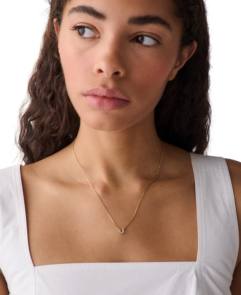 kate spade new york Gold-Tone You're a Gem Pave Horseshoe Short Pendant Necklace