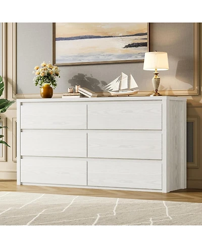 gaomon 6-Drawer Dresser for Bedroom, Wide Handle-Free Wooden Storage Cabinet for Entryway and Living Room