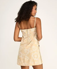 Seni & Cade Juniors' Embroidered Square Neck Short Dress