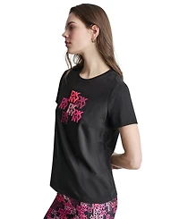 Dkny Sport Women's Mixed Media Logo Crewneck T-Shirt