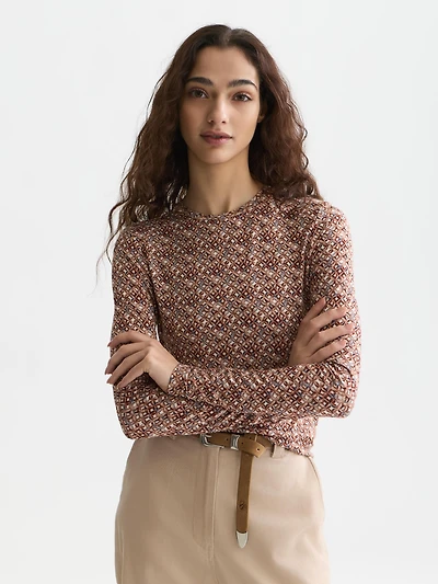 Scotch & Soda Women's and Tops Tees Printed Long Sleeve T-Shirt