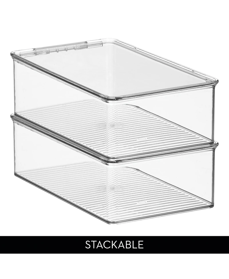 Stackable Shoe Box with Lid for Sneakers or Flats, Set of 4, Clear