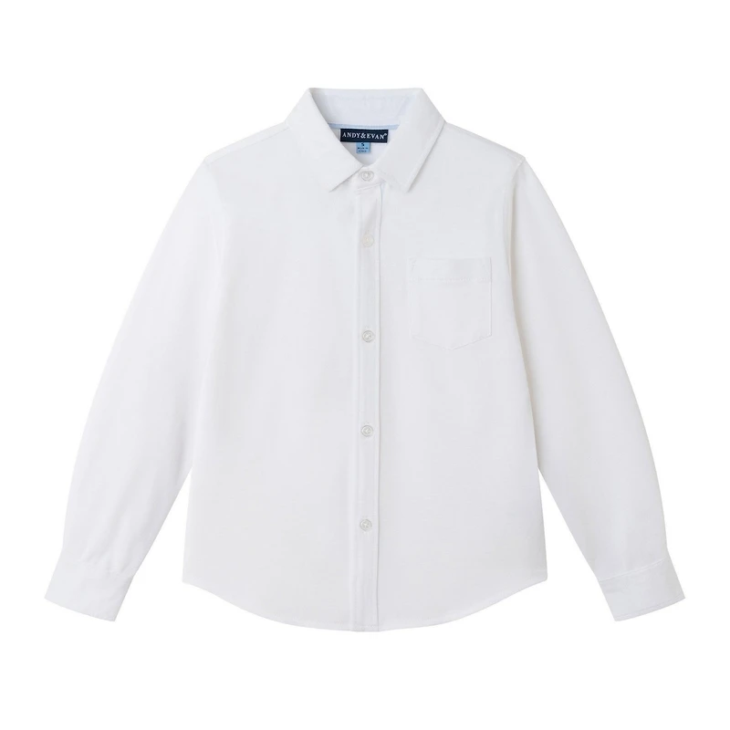 Andy & Evan Big Boys White Knit-Tech Shirt