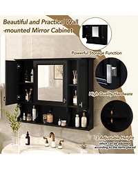 Phying Wall Mounted Bathroom Mirror Medicine Cabinet Modern with Open Shelves Home Organizer