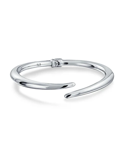 Bling Jewelry Modern Bypass Pointed Tip Bangle Bracelet .925 Lightweight Hinge Closure 7.5-8 Inch