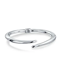 Bling Jewelry Modern Bypass Pointed Tip Bangle Bracelet .925 Lightweight Hinge Closure 7.5-8 Inch