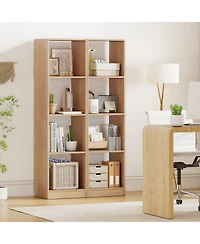 Gymax 5-Tier Bookshelf Corner Bookcase Storage Display Organizer with 4 Cubes