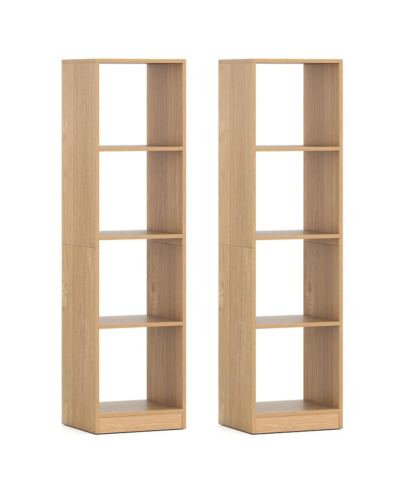 Gymax 5-Tier Bookshelf Corner Bookcase Storage Display Organizer with 4 Cubes
