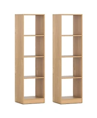 Gymax 5-Tier Bookshelf Corner Bookcase Storage Display Organizer with 4 Cubes