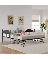 homfan Metal Daybed with Headboard