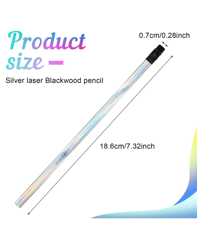 Gnuadz Black Wood Holographic Pencil With Eraser 36 Pack