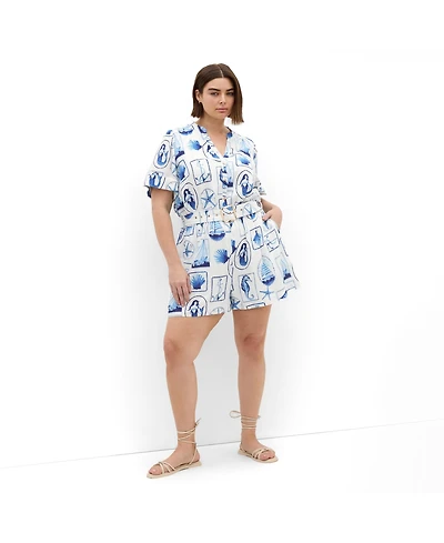 City Chic Women's Elise Amalfi Print Playsuit