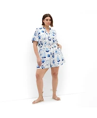 City Chic Women's Elise Amalfi Print Playsuit