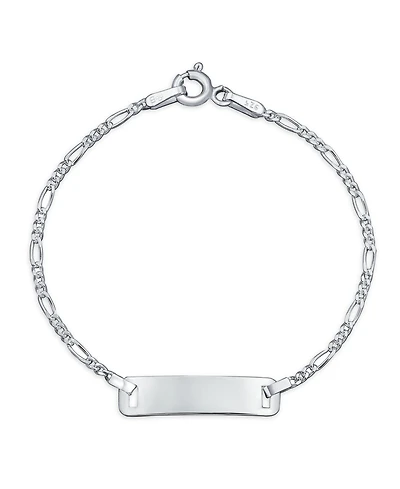 Bling Jewelry Thin Small Identification Id Name Tag Plate Bracelet Figaro Chain