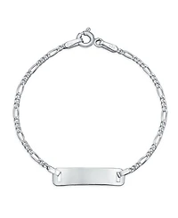 Bling Jewelry Thin Small Identification Id Name Tag Plate Bracelet Figaro Chain
