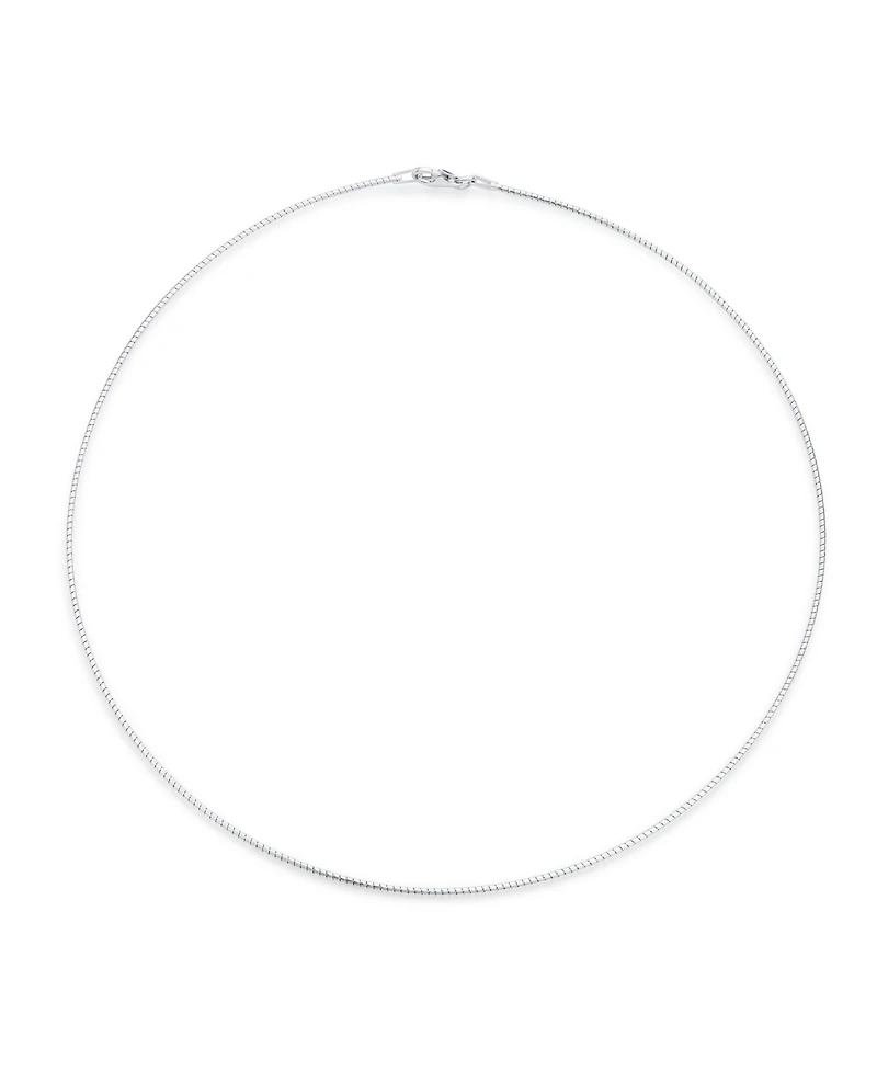 Bling Jewelry Simple Thin Slider Omega Cubetto Chain Snake Flex Collar Necklace