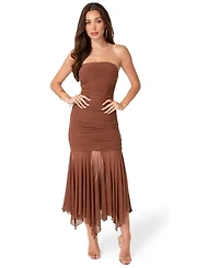 Bebe Womens Powermesh Strapless Hanky Dress