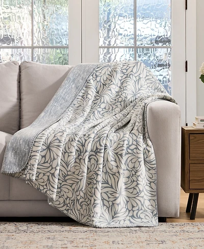 Tahari Home Amari Reversible Printed Plush Throw, 50" x 70"