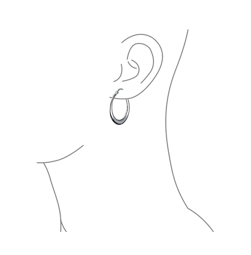 Bling Jewelry Simple Plain Circle Crescent Tapered Tube Hollow Puff Tube Round Hoop Earrings ,Hinged Notched Post