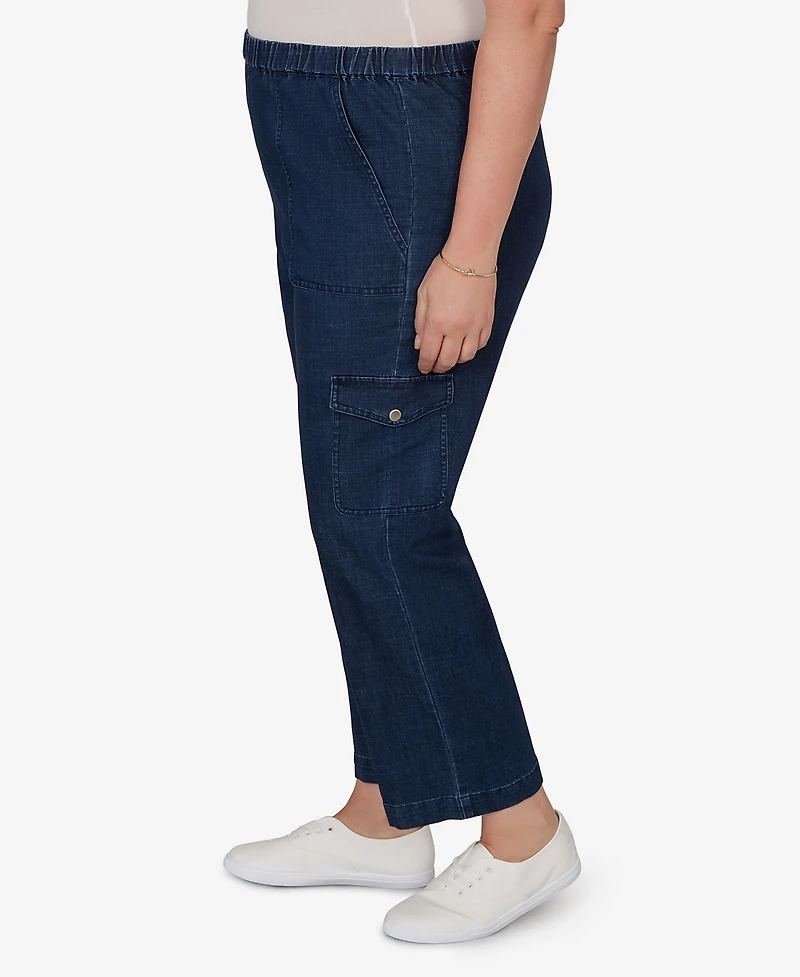 Alfred Dunner Plus Indigo Girls Pull On Cargo Pocket Jeans
